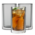 Forma Professional 14 oz Gray Glass Tumbler - Double Wall, Borosilicate - 3 1/4" x 3 1/4" x 5 1/4" - 2 count box