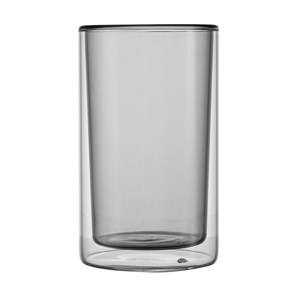 Forma Professional 14 oz Gray Glass Tumbler - Double Wall, Borosilicate - 3 1/4" x 3 1/4" x 5 1/4" - 2 count box