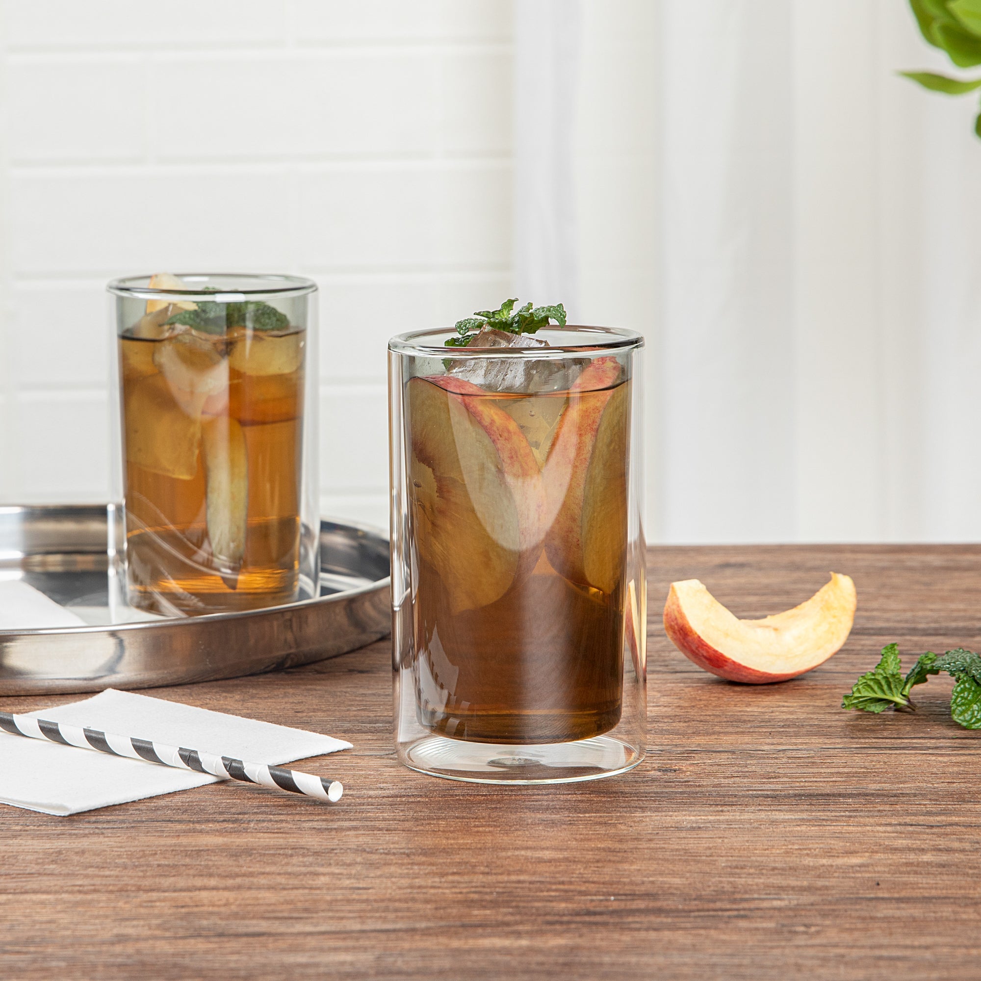 Forma Professional 14 oz Gray Glass Tumbler - Double Wall, Borosilicate - 3 1/4" x 3 1/4" x 5 1/4" - 12 count box