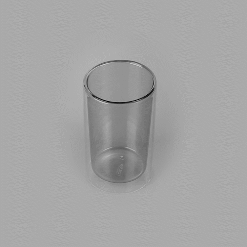 Forma Professional 14 oz Gray Glass Tumbler - Double Wall, Borosilicate - 3 1/4" x 3 1/4" x 5 1/4" - 12 count box