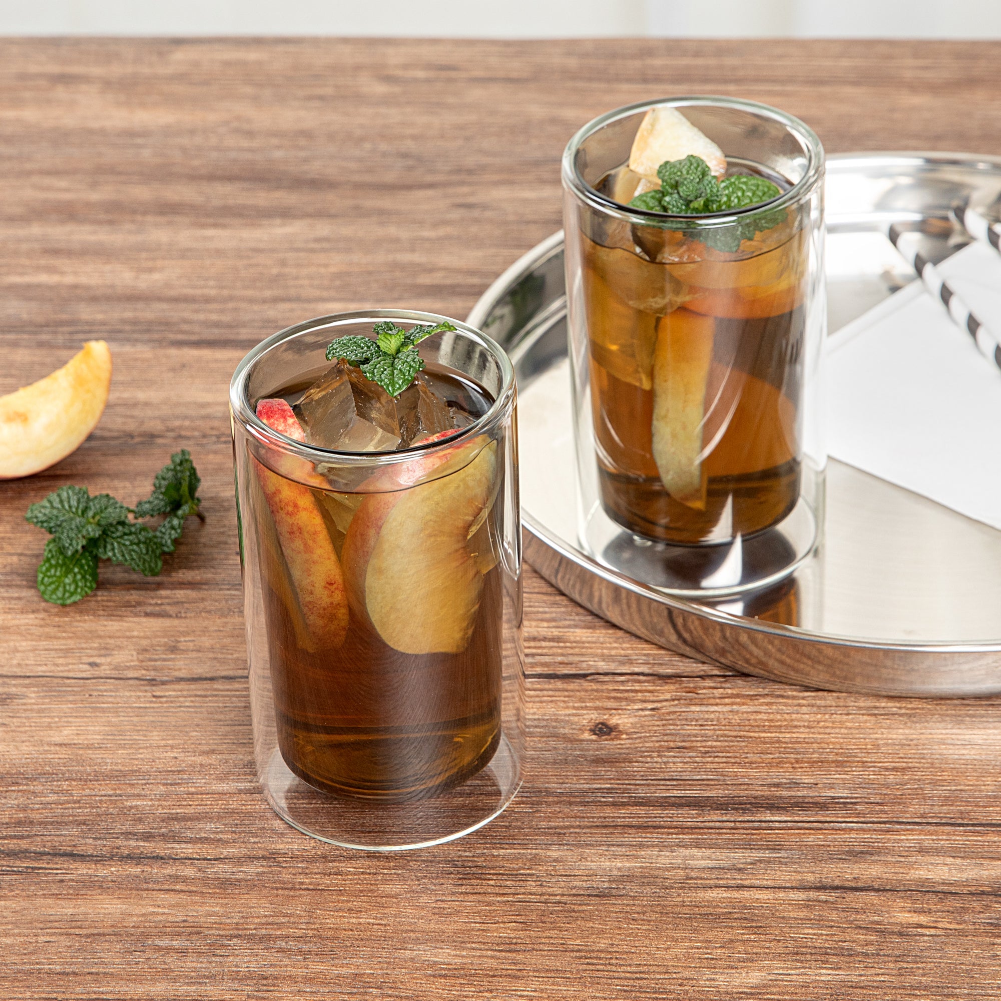 Forma Professional 14 oz Gray Glass Tumbler - Double Wall, Borosilicate - 3 1/4" x 3 1/4" x 5 1/4" - 12 count box