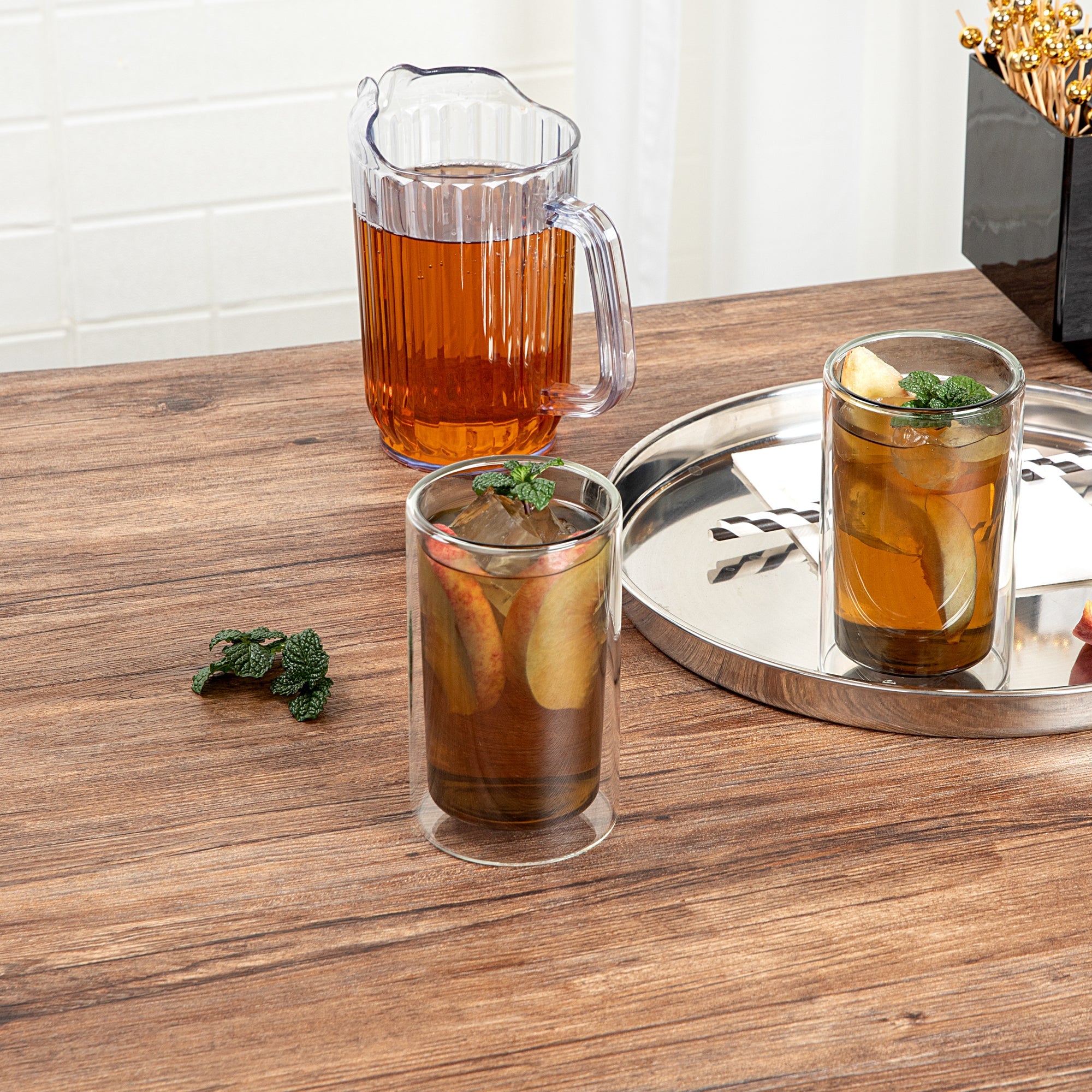 Forma Professional 14 oz Gray Glass Tumbler - Double Wall, Borosilicate - 3 1/4" x 3 1/4" x 5 1/4" - 12 count box