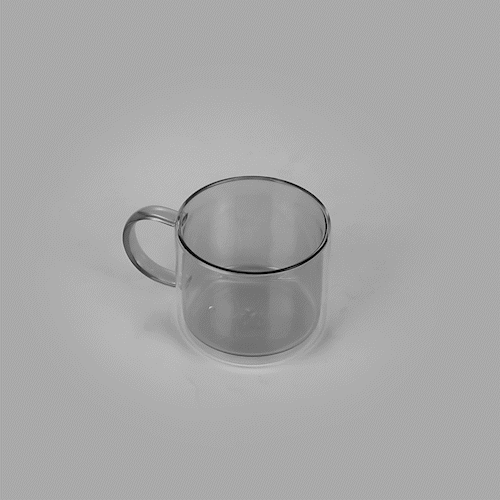 Forma Professional 11 oz Gray Glass Coffee Mug - Double Wall, Borosilicate, with Handle - 3 1/2" x 3 1/2" x 3" - 2 count box
