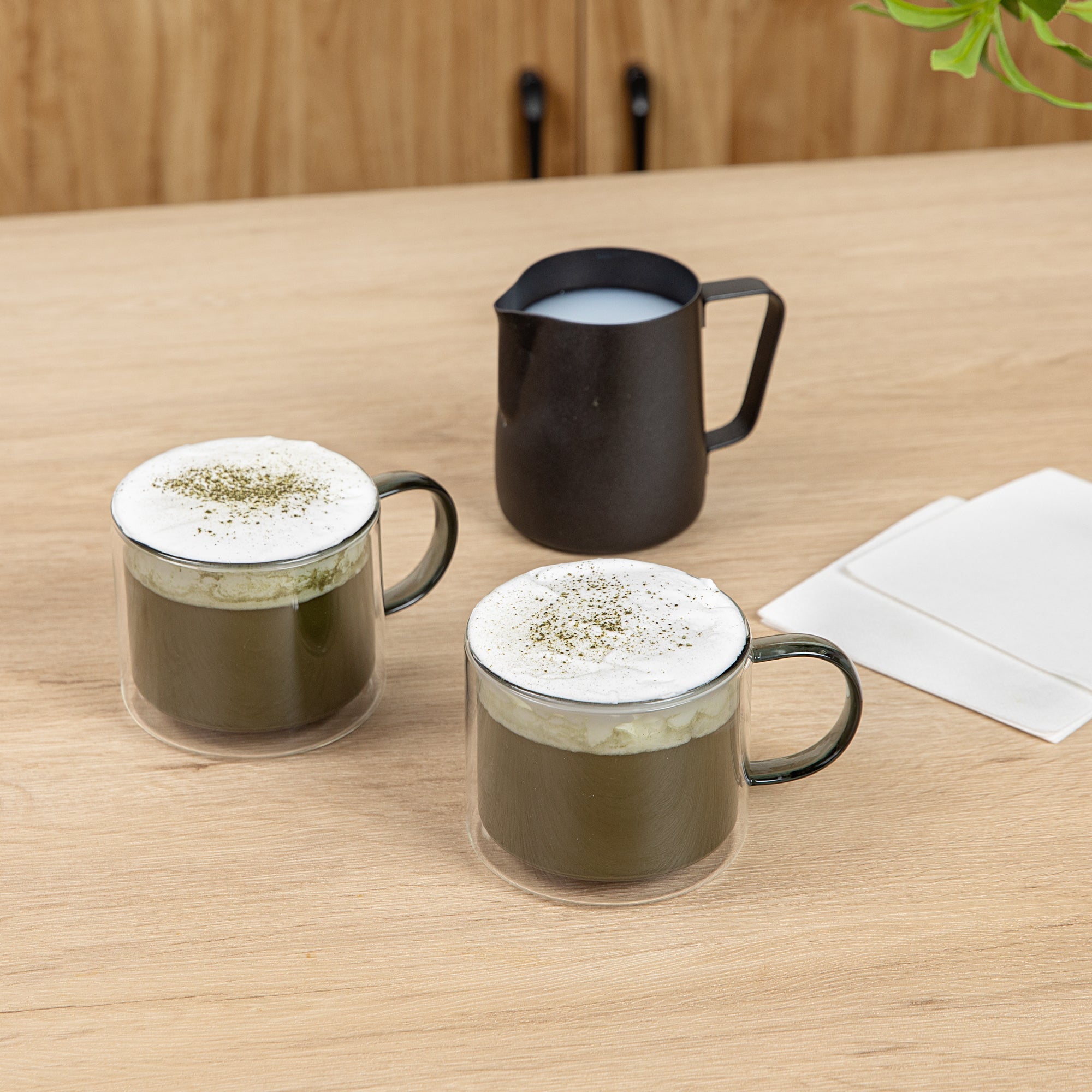 Forma Professional 11 oz Gray Glass Coffee Mug - Double Wall, Borosilicate, with Handle - 3 1/2" x 3 1/2" x 3" - 2 count box
