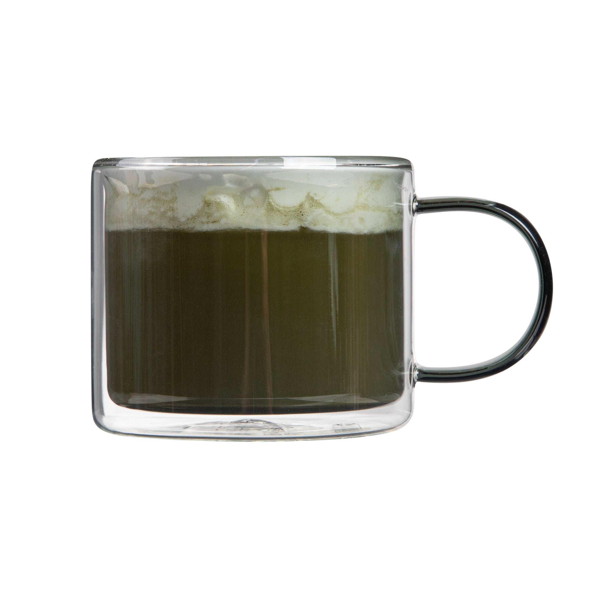 Forma Professional 11 oz Gray Glass Coffee Mug - Double Wall, Borosilicate, with Handle - 3 1/2" x 3 1/2" x 3" - 12 count box