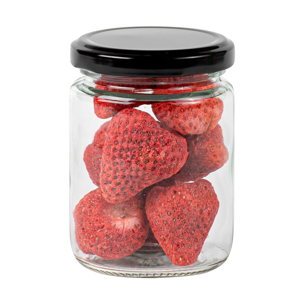 Vetri 8 oz Clear Glass Jar - with Black Metal Lid - 2 3/4" x 2 3/4" x 3 3/4" - 10 count box