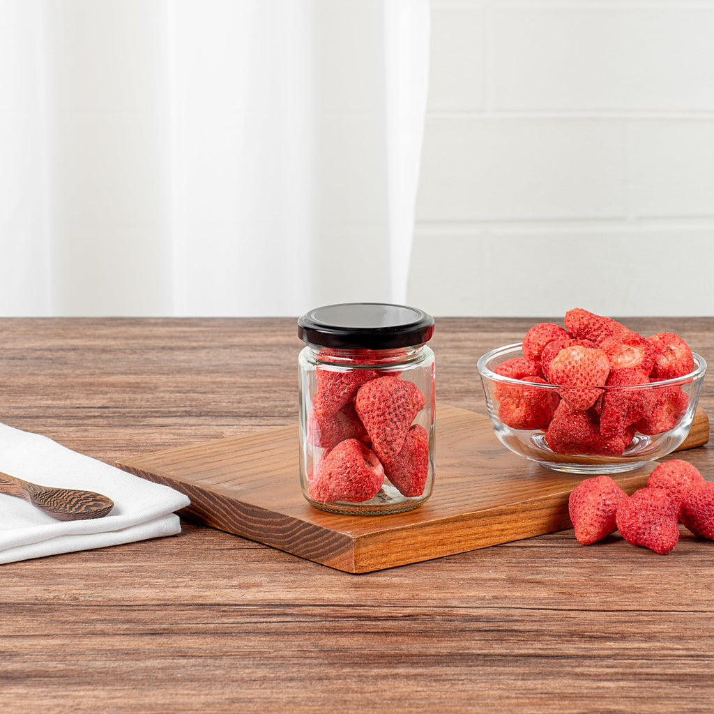 Vetri 8 oz Clear Glass Jar - with Black Metal Lid - 2 3/4" x 2 3/4" x 3 3/4" - 100 count box