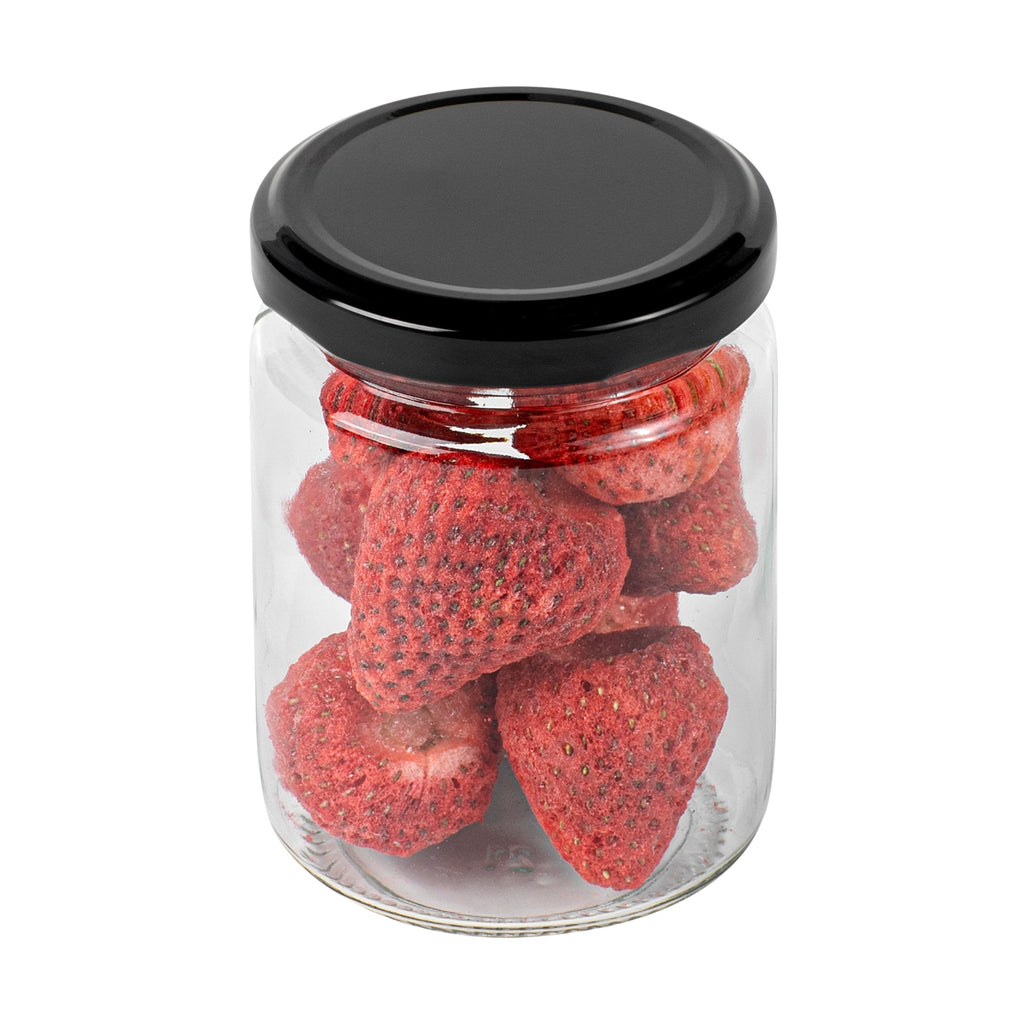 Vetri 8 oz Clear Glass Jar - with Black Metal Lid - 2 3/4" x 2 3/4" x 3 3/4" - 100 count box