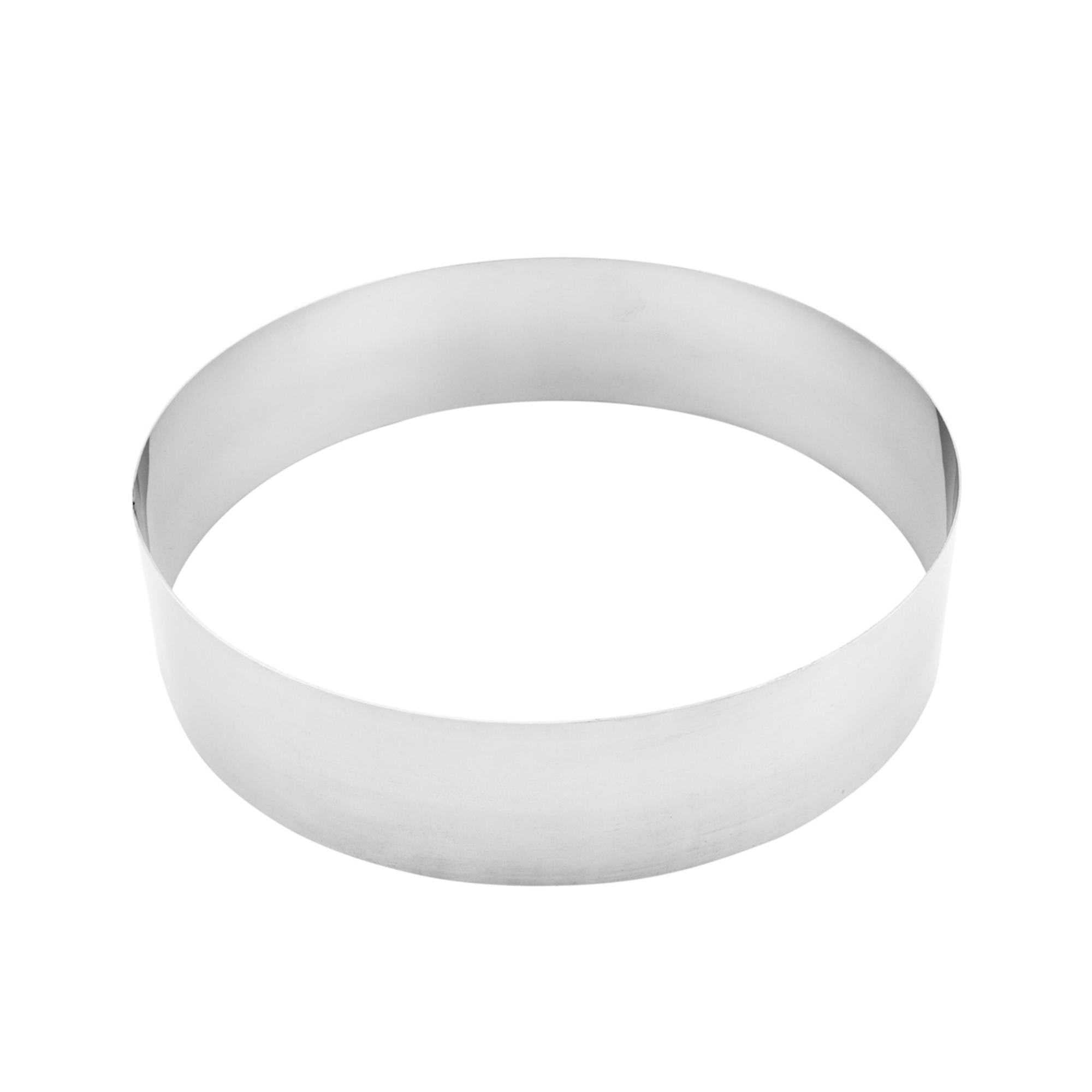 Pastry Tek Round Silver Stainless Steel Pastry Ring Mold - 10" x 10" x 2 1/2" - 1 count box