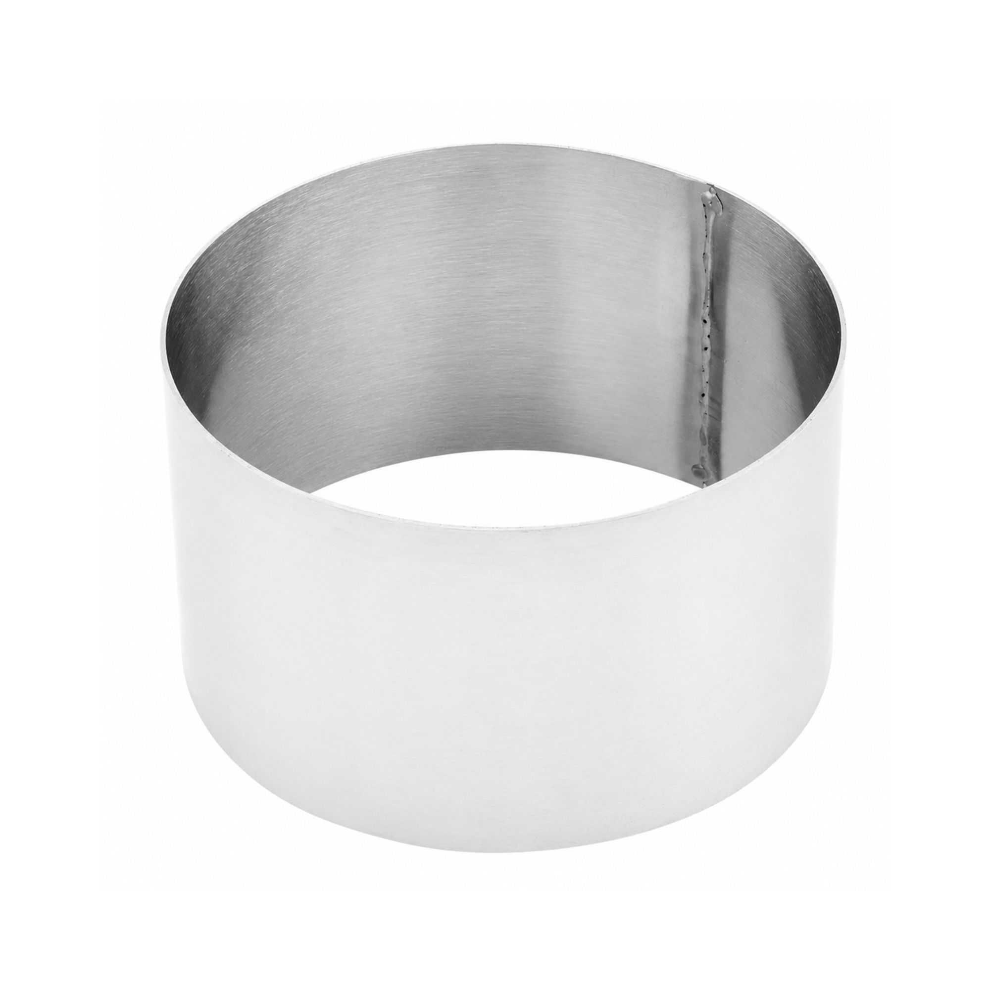 Pastry Tek Round Silver Stainless Steel Pastry Ring Mold - 4" x 4" x 2 1/2" - 1 count box
