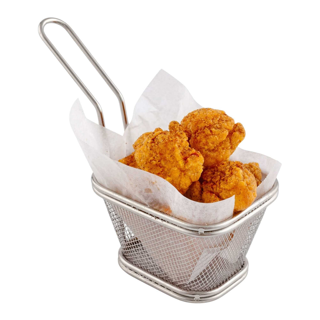 Met Lux Square Silver Stainless Steel Mini Fryer Basket - 4" x 3 1/4" x 2 1/4" - 1 count box