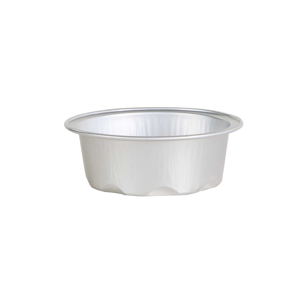 Pastry Tek 2 oz Round Silver Aluminum Baking Cup - with Plastic Dome Lid - 2 3/4" x 2 3/4" x 1" - 100 count box