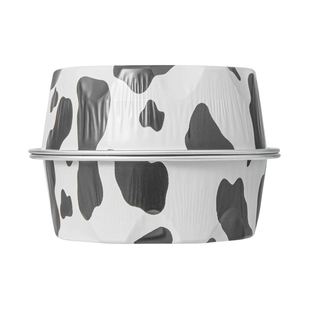 Pastry Tek 3 oz Round Cow Lines Aluminum Baking Cup - with Plastic Dome Lid - 3 1/4" x 3 1/4" x 1" - 100 count box