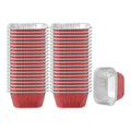 Pastry Tek 3 oz Square Red Aluminum Quadro Baking Cup - with Plastic Dome Lid - 3" x 3" x 1 1/4" - 100 count box