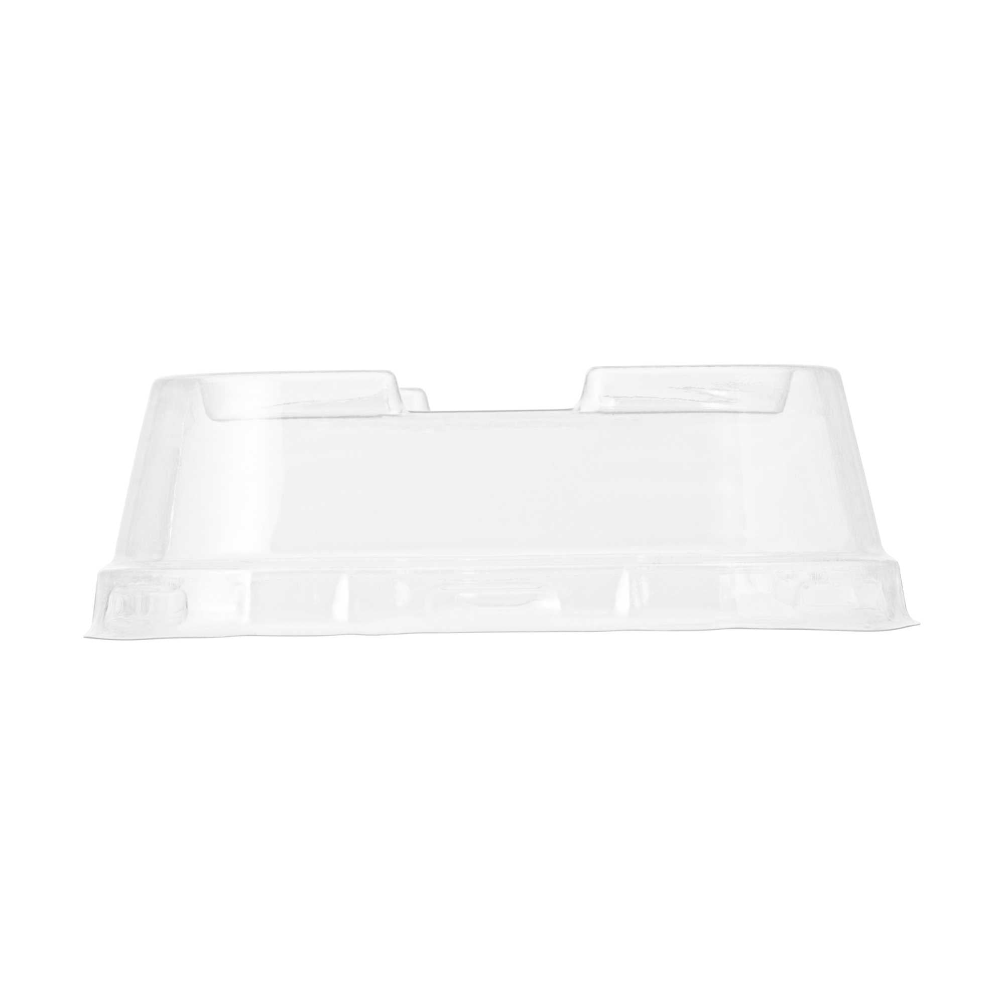 Pastry Tek 3 oz Square Red Aluminum Quadro Baking Cup - with Plastic Dome Lid - 3" x 3" x 1 1/4" - 100 count box