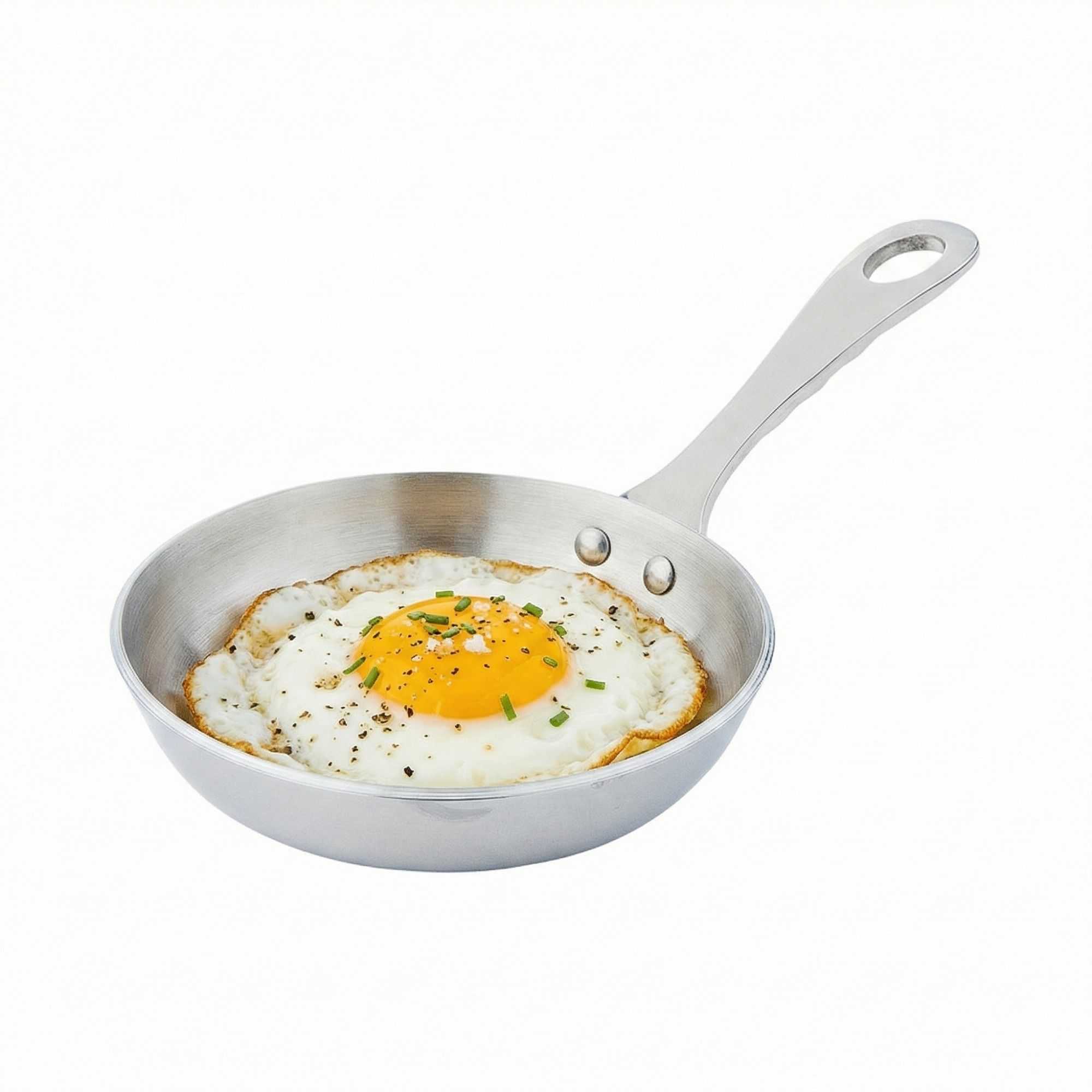 Met Lux Round Silver Stainless Steel Mini Frying Pan - 4" x 4" x 3/4" - 1 count box
