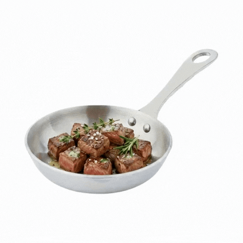Met Lux Round Silver Stainless Steel Mini Frying Pan - 4" x 4" x 3/4" - 1 count box