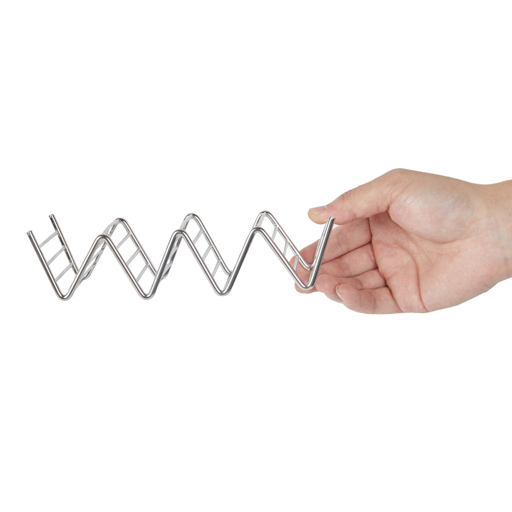 Met Lux Rectangle Silver Stainless Steel Quattro Taco Rack Stand - 4 Tacos - 7" x 2 1/2" x 1 1/2" - 1 count box