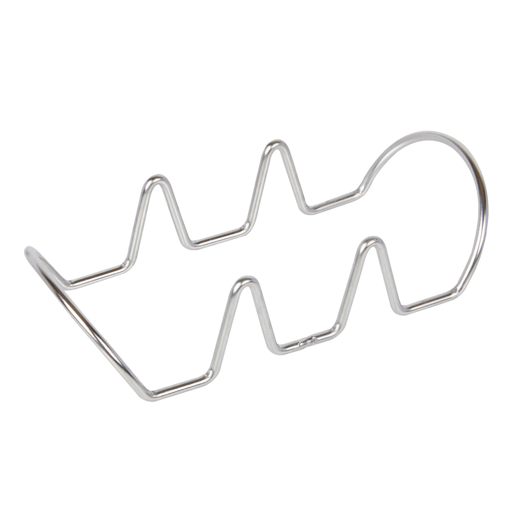 Met Lux Rectangle Silver Stainless Steel Triplo Taco Rack Stand - 3 Tacos - 6 3/4" x 3 1/4" x 1 1/2" - 1 count box