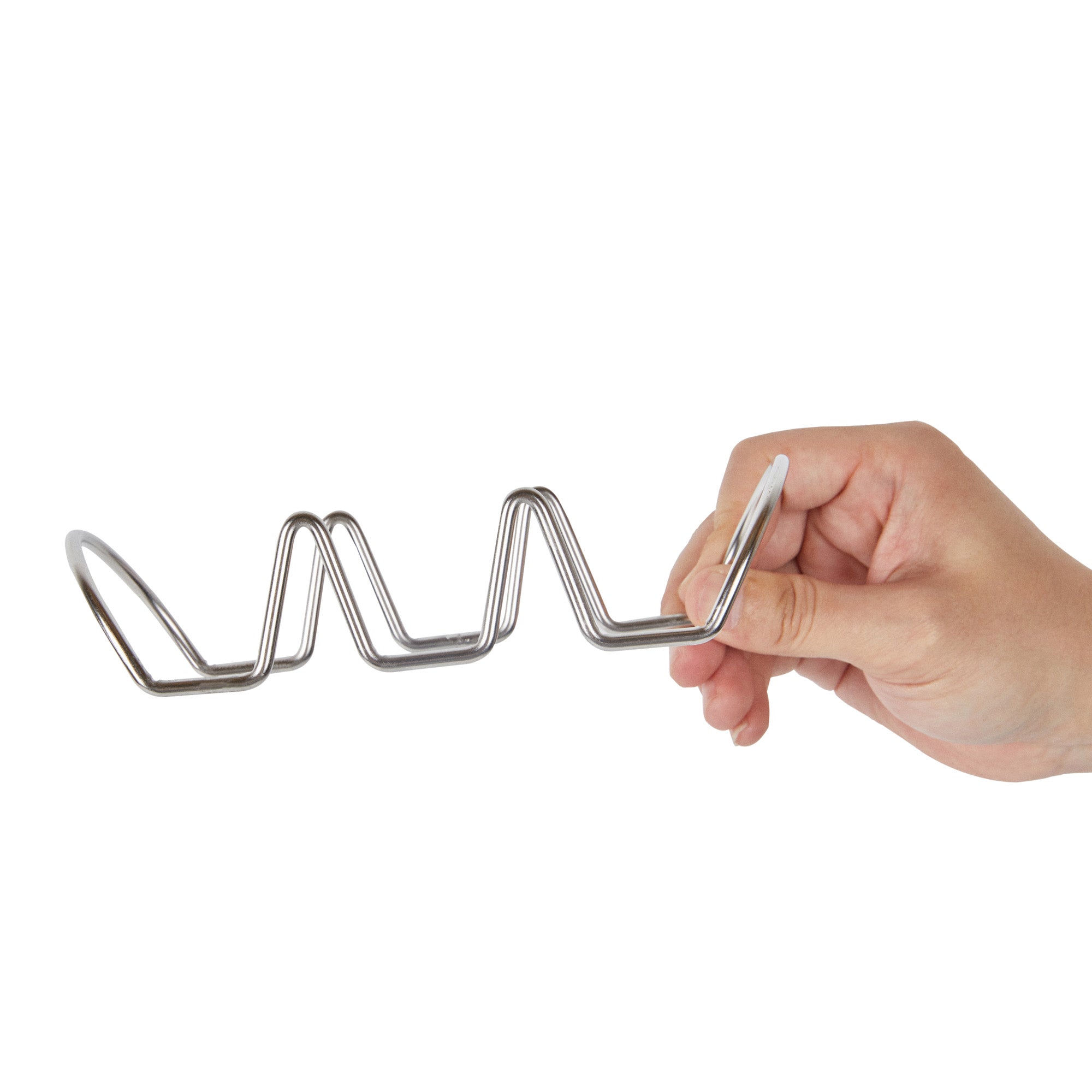 Met Lux Rectangle Silver Stainless Steel Triplo Taco Rack Stand - 3 Tacos - 6 3/4" x 3 1/4" x 1 1/2" - 1 count box