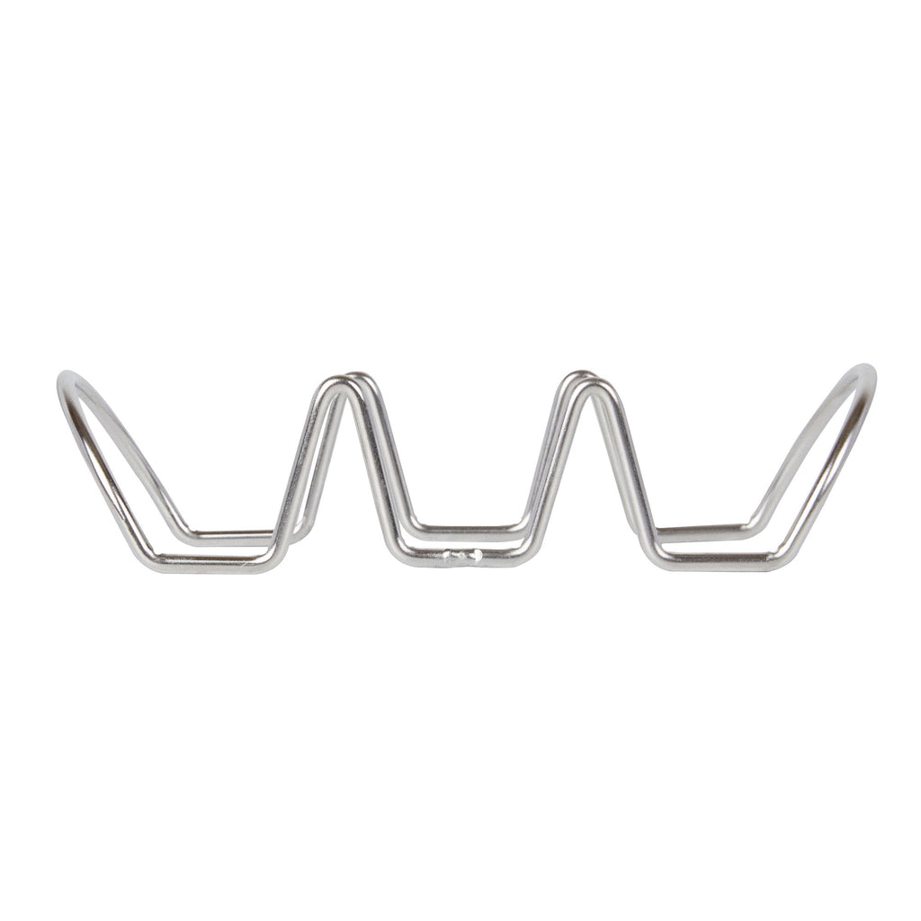 Met Lux Rectangle Silver Stainless Steel Triplo Taco Rack Stand - 3 Tacos - 6 3/4" x 3 1/4" x 1 1/2" - 1 count box