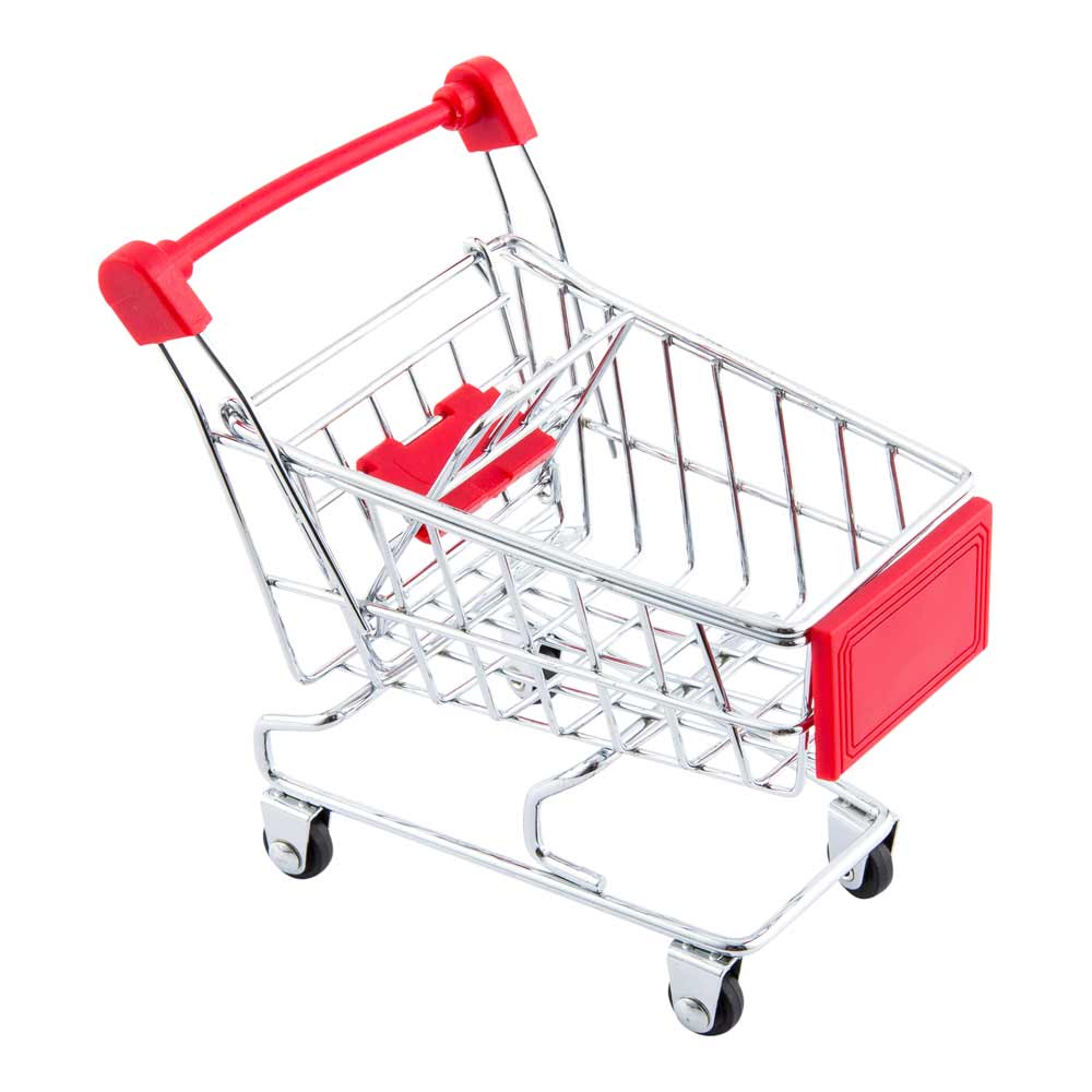 Met Lux Rectangle Silver Stainless Steel Mini Shopping Cart - 5" x 4 3/4" x 3" - 1 count box
