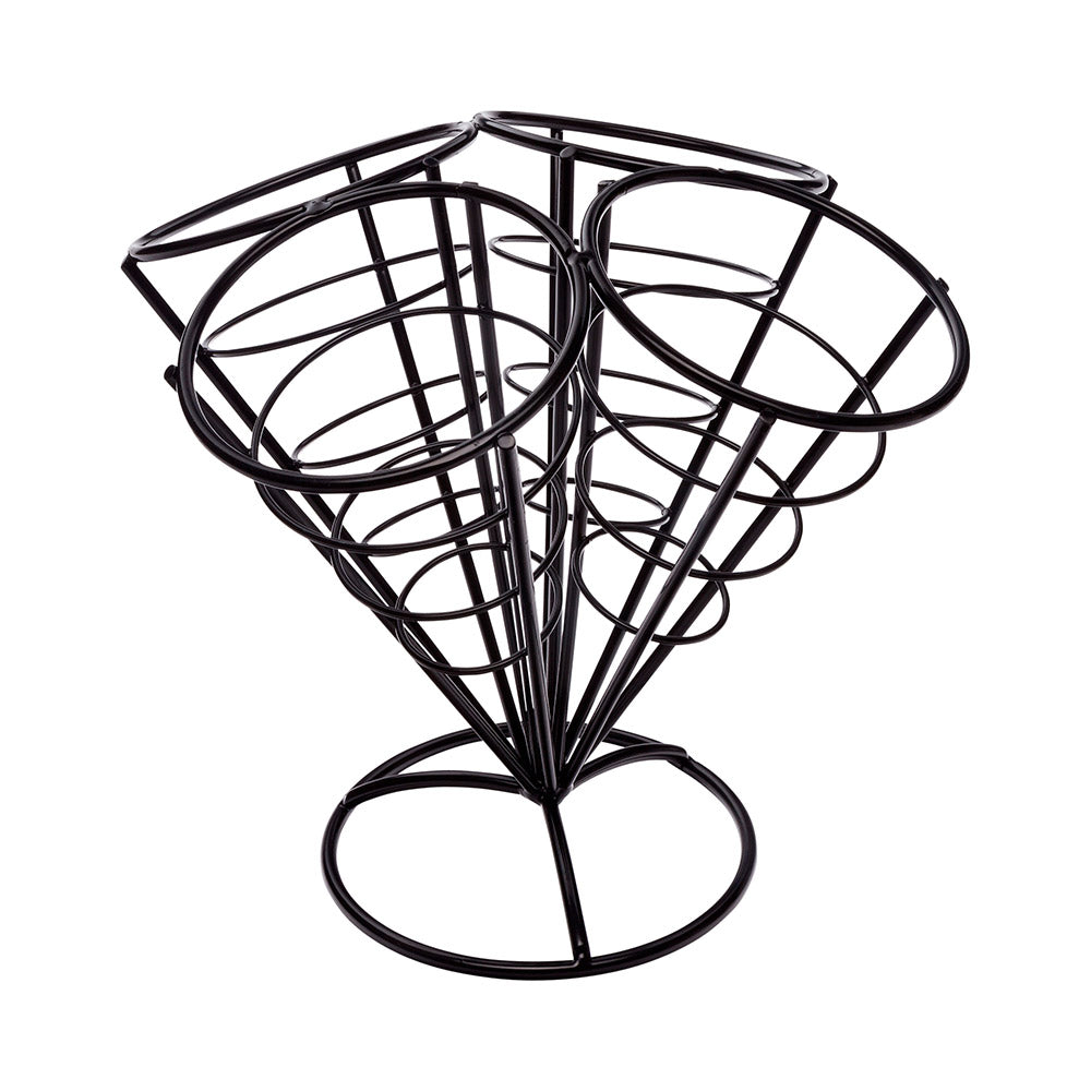 Cone Tek Black Iron Cone Stand - 4 slots - 3 1/2" x 3 1/2" x 6 3/4" - 1 count box