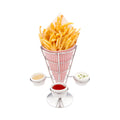Cone Tek Silver Stainless Steel Medium Fry and Snack Cone Stand - 3 Sauce Holders - 4 1/4" x 4 1/4" x 8" - 1 count box