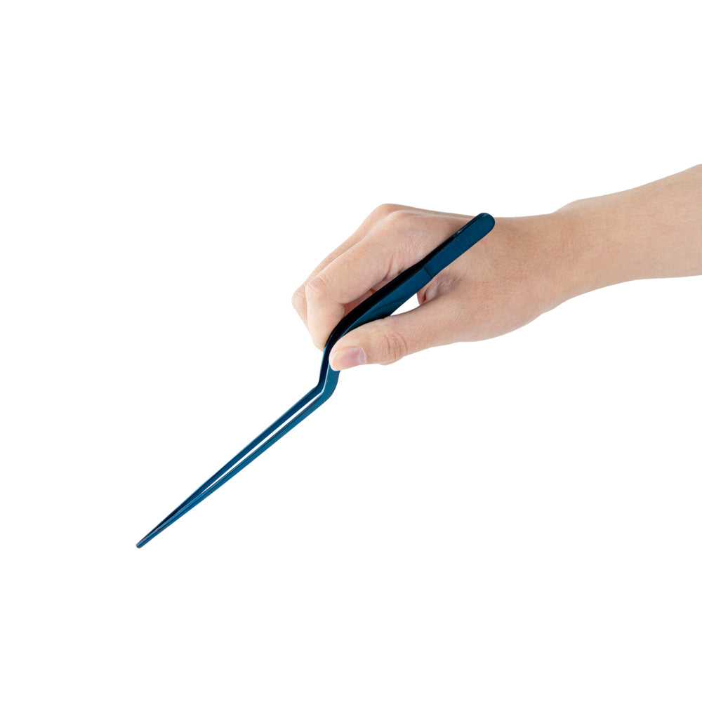 Perfect Point Titanium Blue Stainless Steel Offset Tweezers - 8" x 3/4" x 1/2" - 1 count box