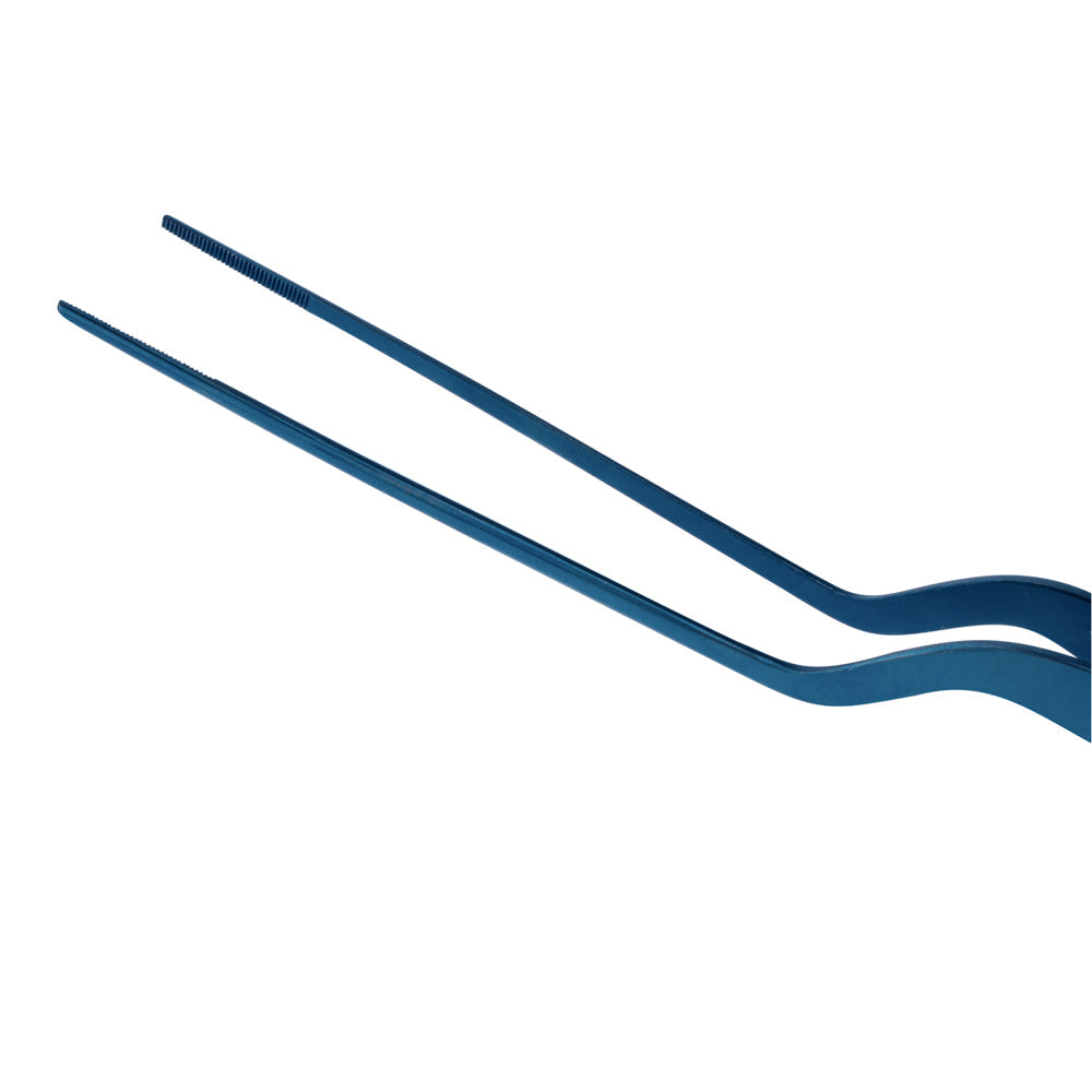 Perfect Point Titanium Blue Stainless Steel Offset Tweezers - 8" x 3/4" x 1/2" - 1 count box