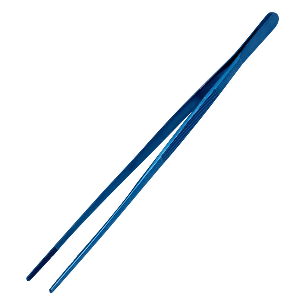 Perfect Point Titanium Blue Stainless Steel Long Straight Tweezers - 11 3/4" x 3/4" - 1 count box