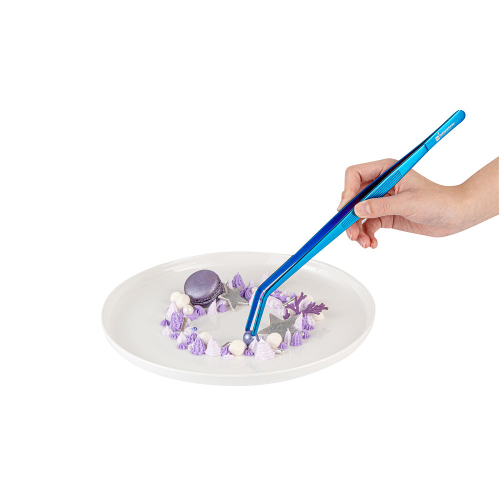 Perfect Point Titanium Blue Stainless Steel Long Slant Nose Tweezers - 11 3/4" x 3/4" x 1/2" - 1 count box