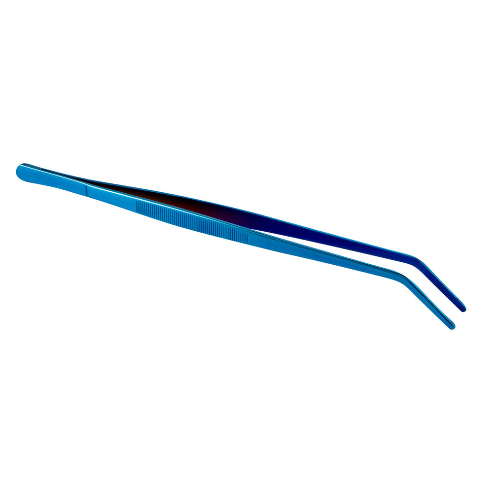 Perfect Point Titanium Blue Stainless Steel Long Slant Nose Tweezers - 11 3/4" x 3/4" x 1/2" - 1 count box