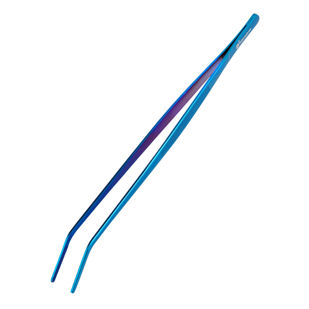 Perfect Point Titanium Blue Stainless Steel Long Slant Nose Tweezers - 11 3/4" x 3/4" x 1/2" - 1 count box