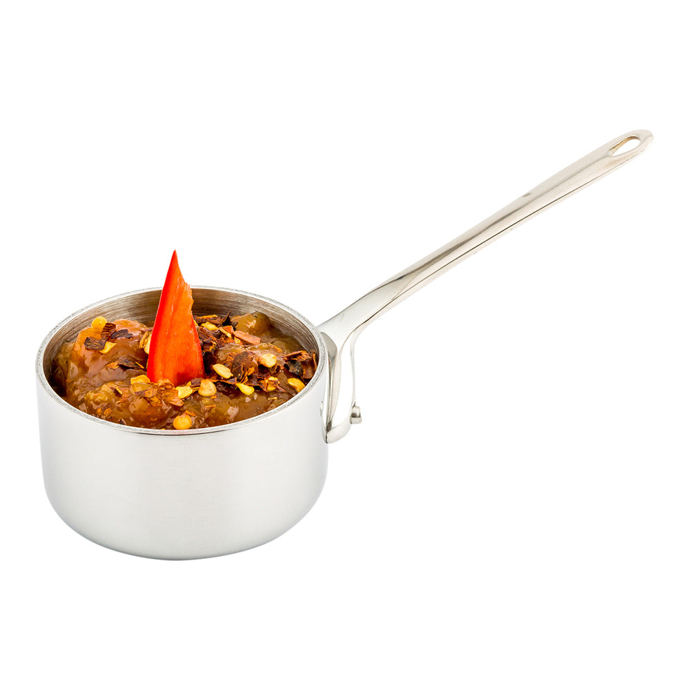 Met Lux 2 oz Silver Stainless Steel Mini Sauce Pan - 5" x 2" x 2" - 1 count box