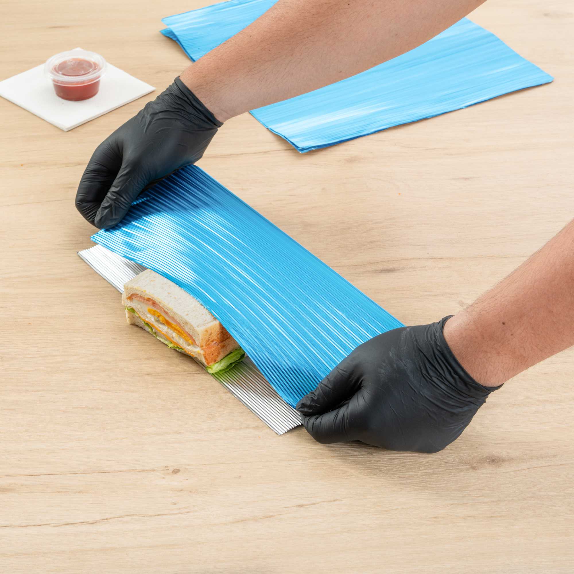 Foil Lux Electric Blue Aluminum Wrap and Basket Liner - Ripple - 12" x 12" - 500 count box