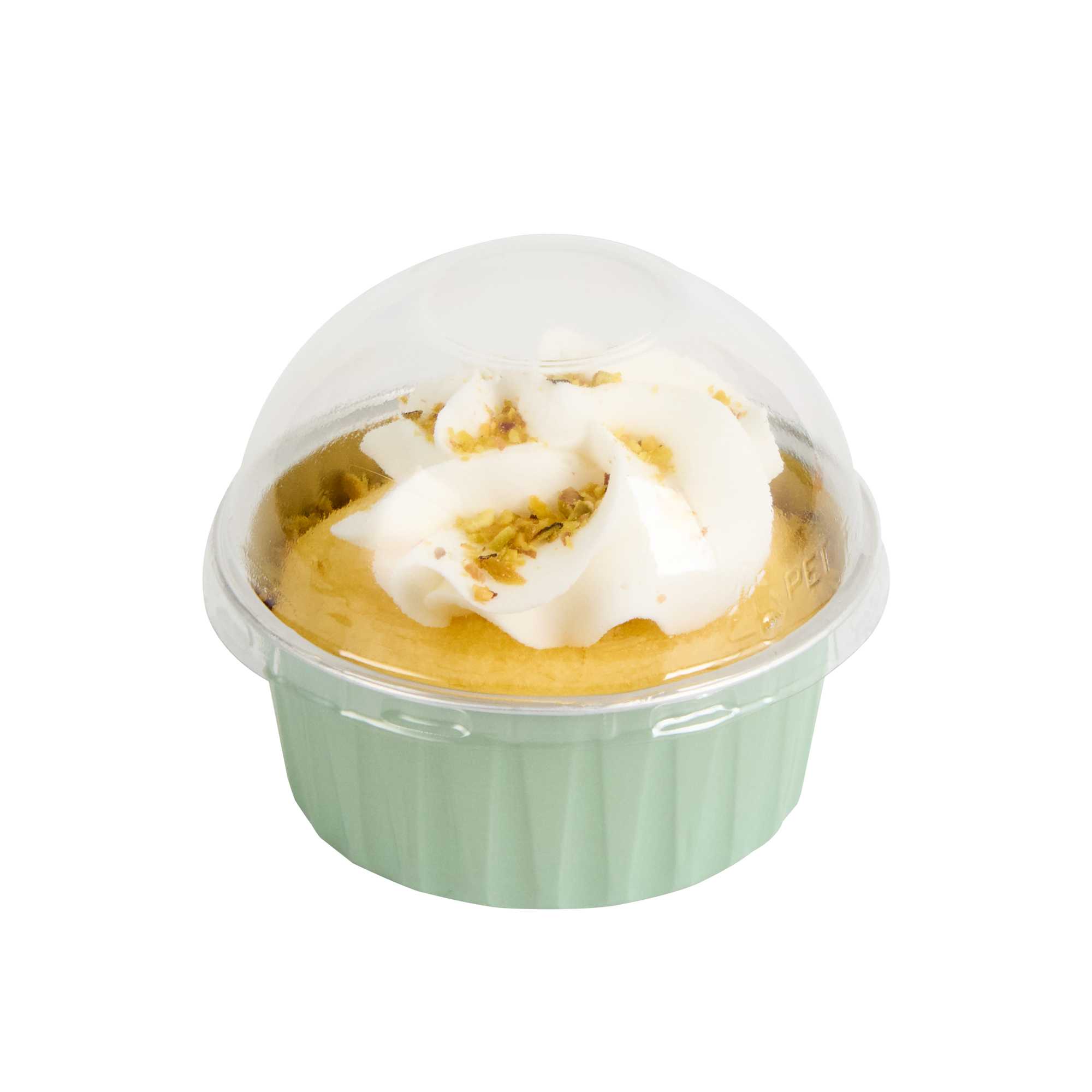 Foil Lux Round Clear Plastic Dome Lid - Fits 4 oz Aluminum Baking Cup - 3 1/2" x 3 1/2" x 1 1/2" - 100 count box