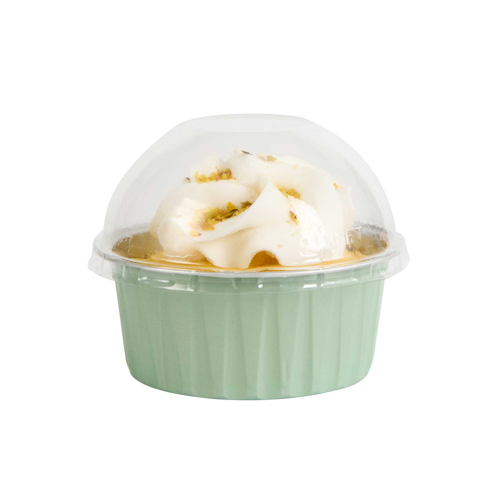 Foil Lux Round Clear Plastic Dome Lid - Fits 4 oz Aluminum Baking Cup - 3 1/2" x 3 1/2" x 1 1/2" - 100 count box