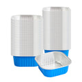 Foil Lux 10 oz Square Blue Aluminum Baking Cup - 4 1/4" x 4 1/4" x 1 1/2" - 100 count box