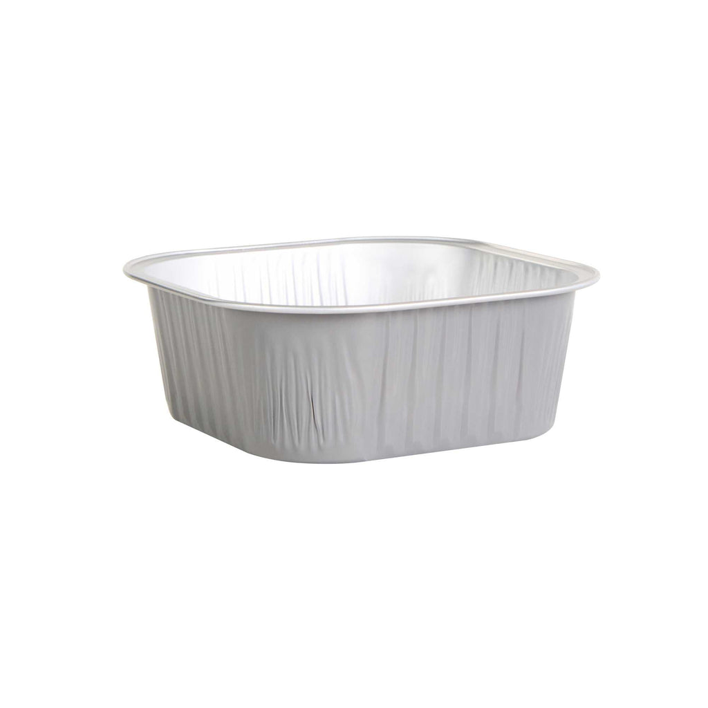 Foil Lux 10 oz Square Gray Aluminum Baking Cup - 4 1/4" x 4 1/4" x 1 1/2" - 100 count box