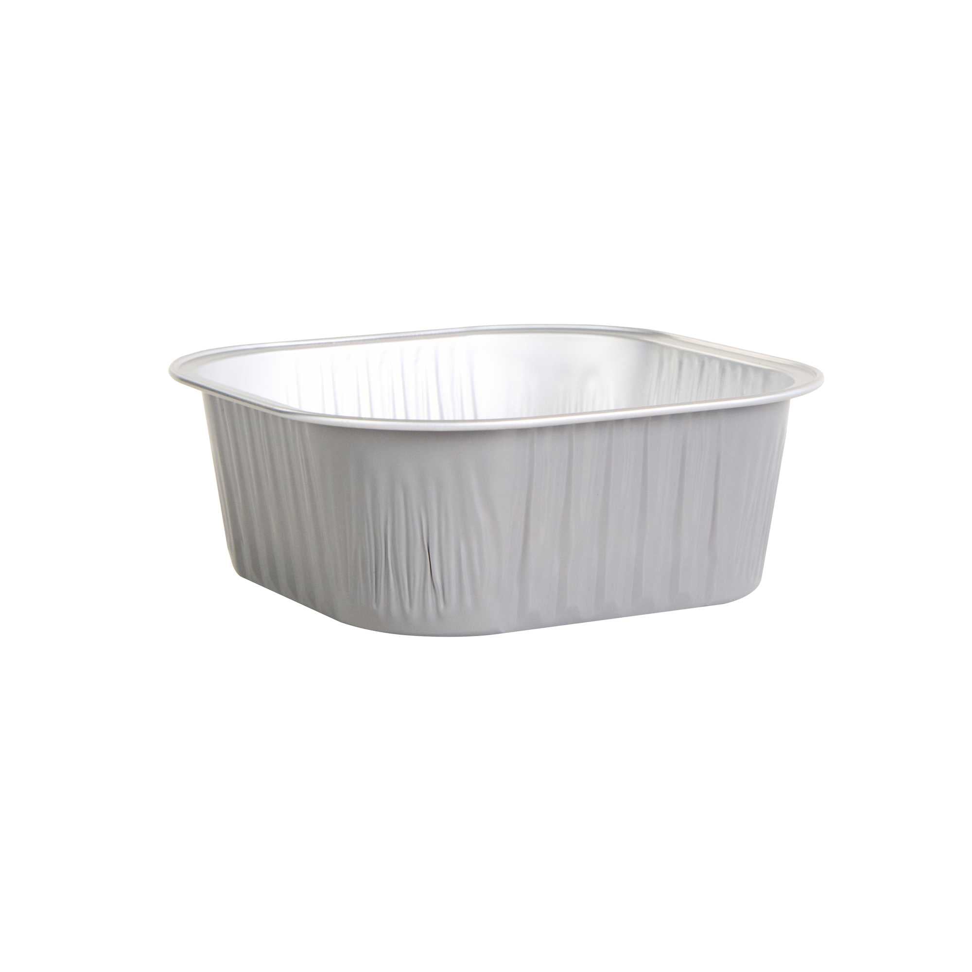 Foil Lux 10 oz Square Gray Aluminum Baking Cup - 4 1/4" x 4 1/4" x 1 1/2" - 100 count box