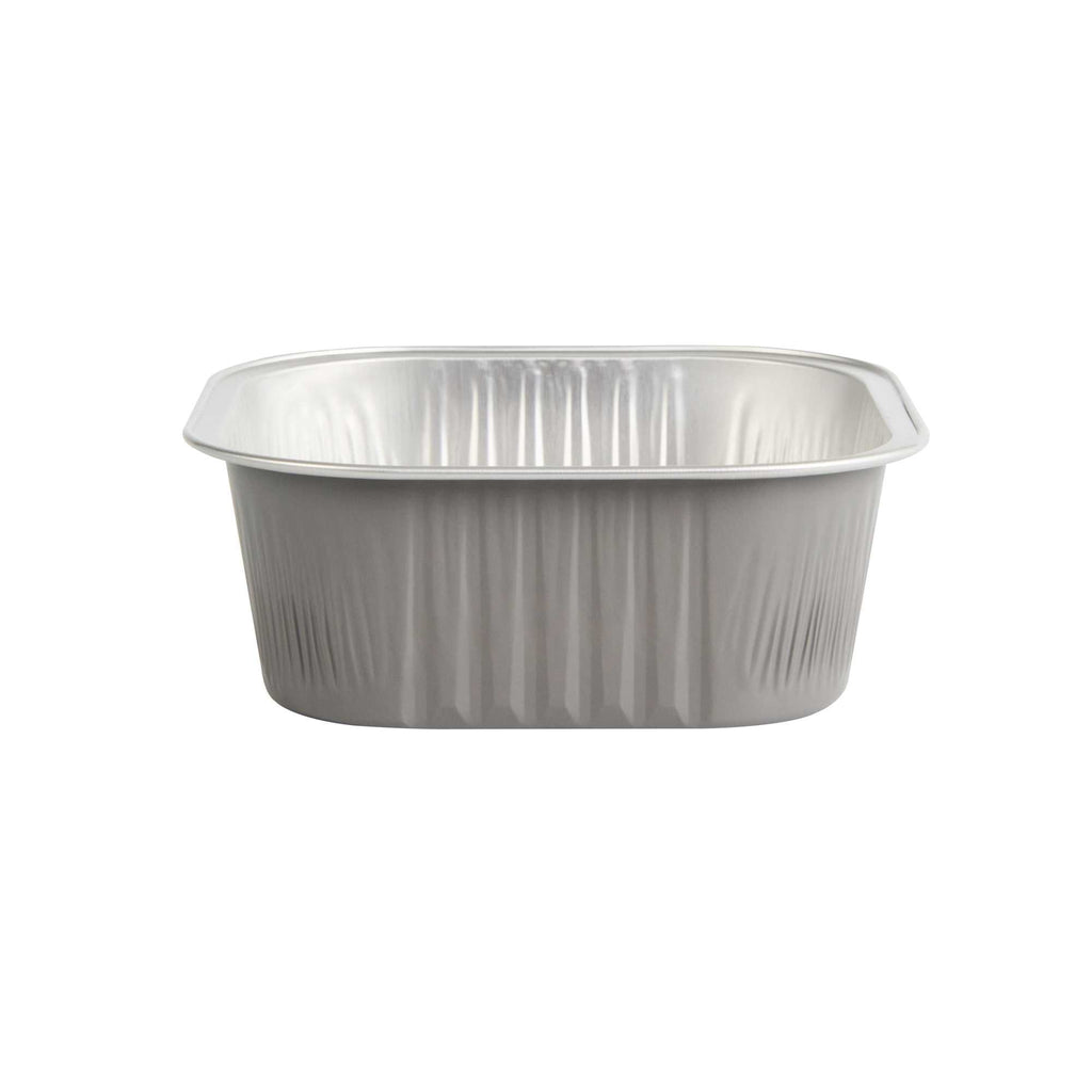 Foil Lux 10 oz Square Gray Aluminum Baking Cup - 4 1/4" x 4 1/4" x 1 1/2" - 100 count box