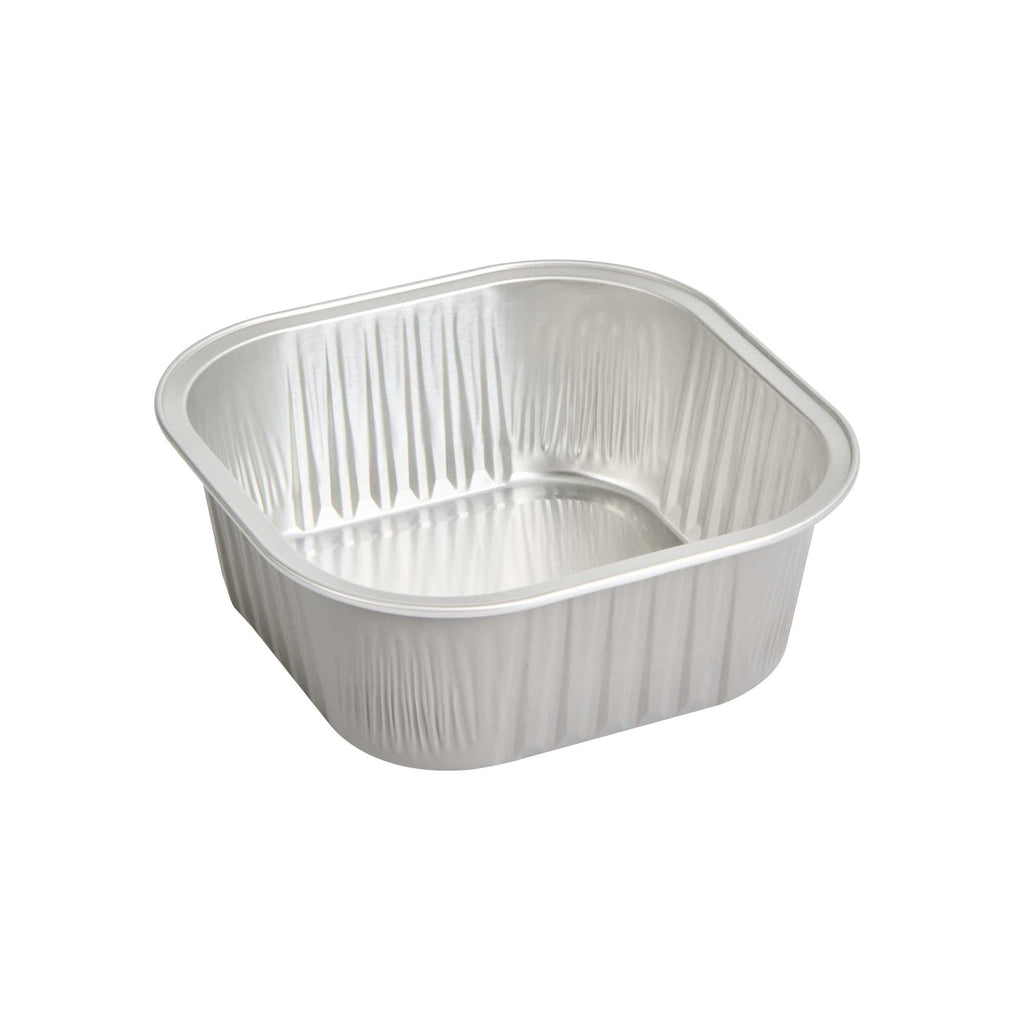 Foil Lux 10 oz Square Gray Aluminum Baking Cup - 4 1/4" x 4 1/4" x 1 1/2" - 100 count box