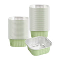 Foil Lux 10 oz Square Pistachio Green Aluminum Baking Cup - 4 1/4" x 4 1/4" x 1 1/2" - 100 count box