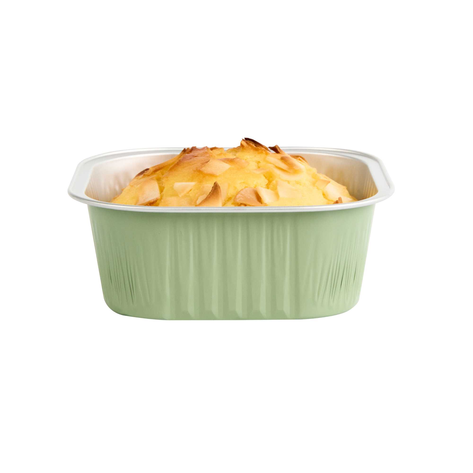 Foil Lux 10 oz Square Pistachio Green Aluminum Baking Cup - 4 1/4" x 4 1/4" x 1 1/2" - 100 count box