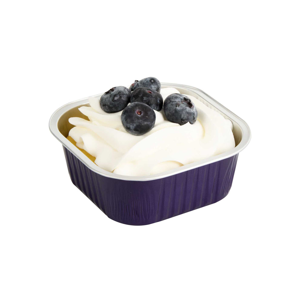 Foil Lux 10 oz Square Purple Aluminum Baking Cup - 4 1/4" x 4 1/4" x 1 1/2" - 100 count box