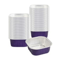 Foil Lux 10 oz Square Purple Aluminum Baking Cup - 4 1/4" x 4 1/4" x 1 1/2" - 100 count box