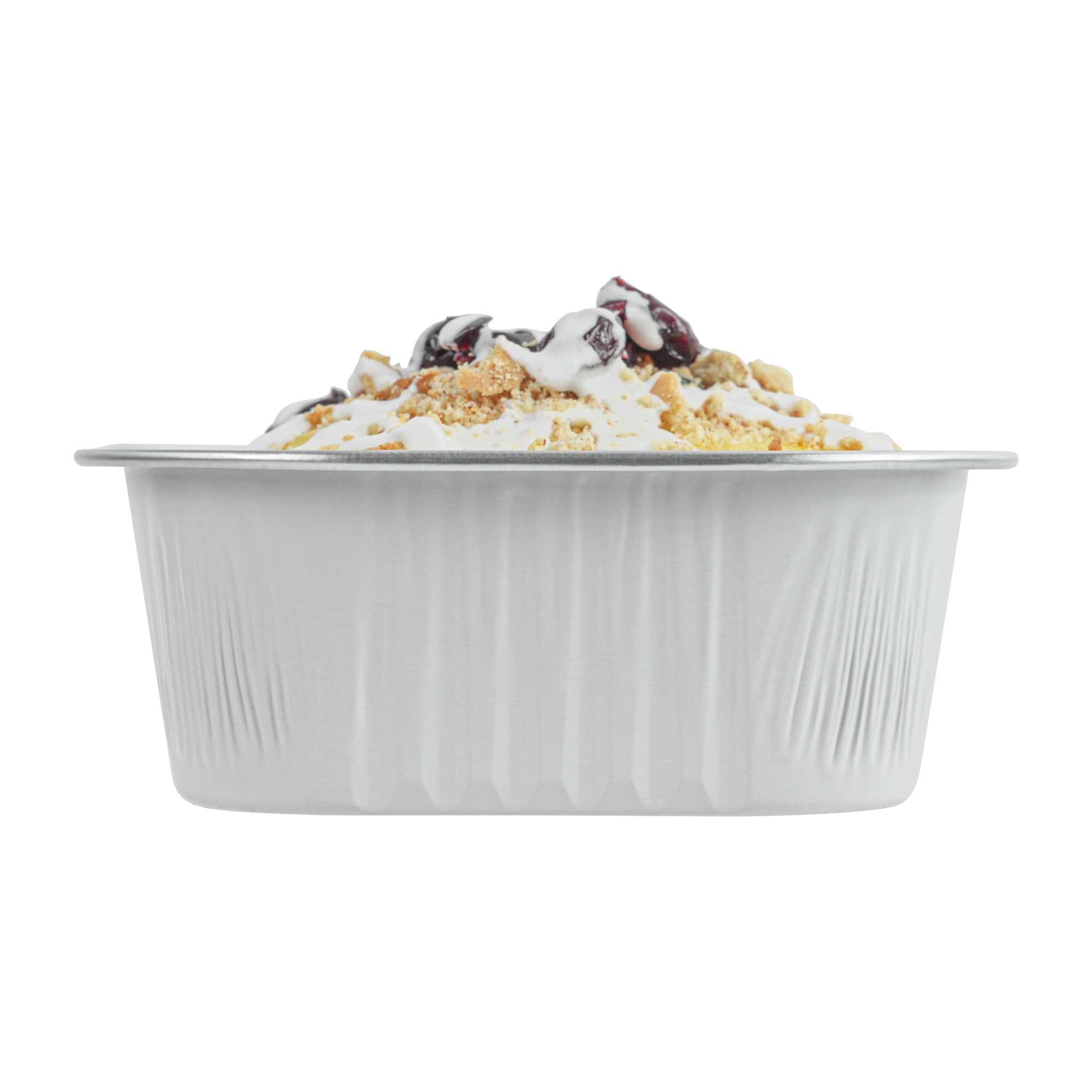 Foil Lux 10 oz Square White Aluminum Baking Cup - 4 1/4" x 4 1/4" x 1 1/2" - 100 count box