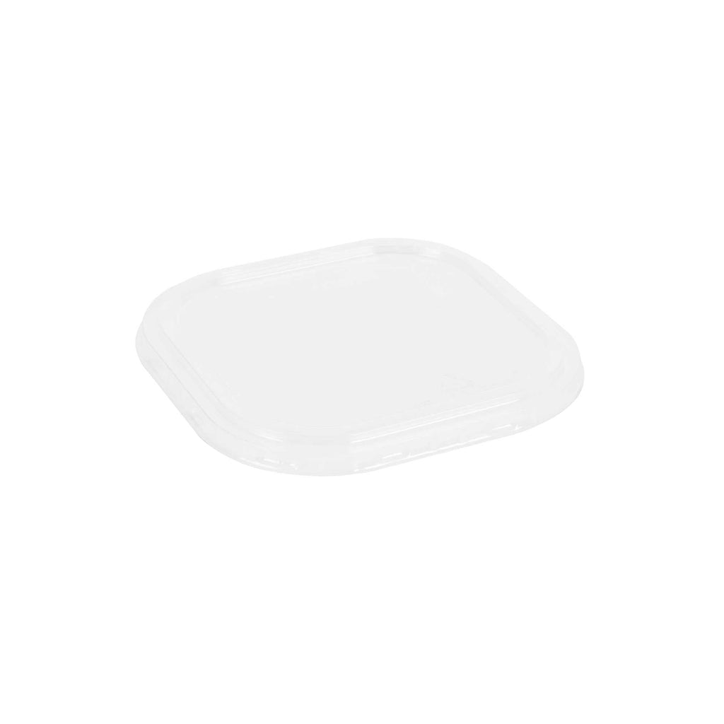 Foil Lux Square Clear Plastic Flat Lid - Fits 10 oz Aluminum Baking Cup - 4 1/2" x 4 1/2" - 100 count box