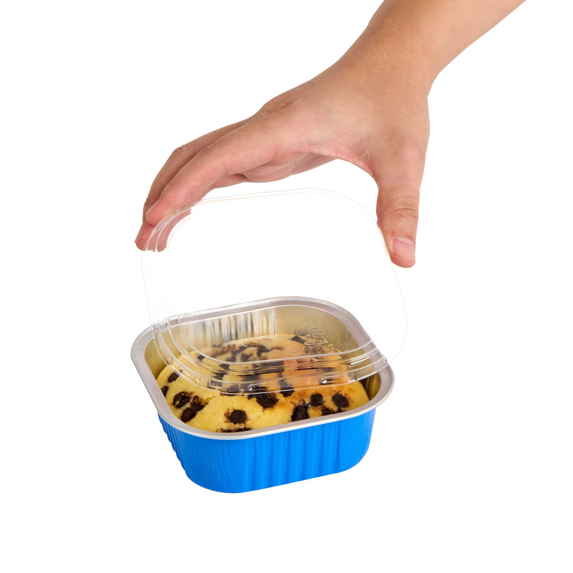 Foil Lux Square Clear Plastic Flat Lid - Fits 10 oz Aluminum Baking Cup - 4 1/2" x 4 1/2" - 100 count box